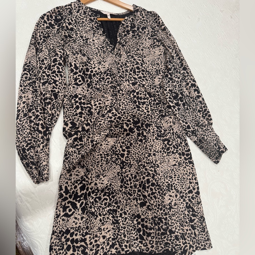 Rebecca Taylor Black and Cream Animal Print Dress
